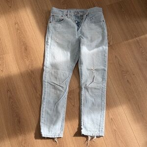 Levis 501 Light Wash Distressed Jeans